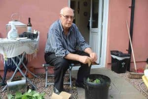 Cutting up for the compost heap
